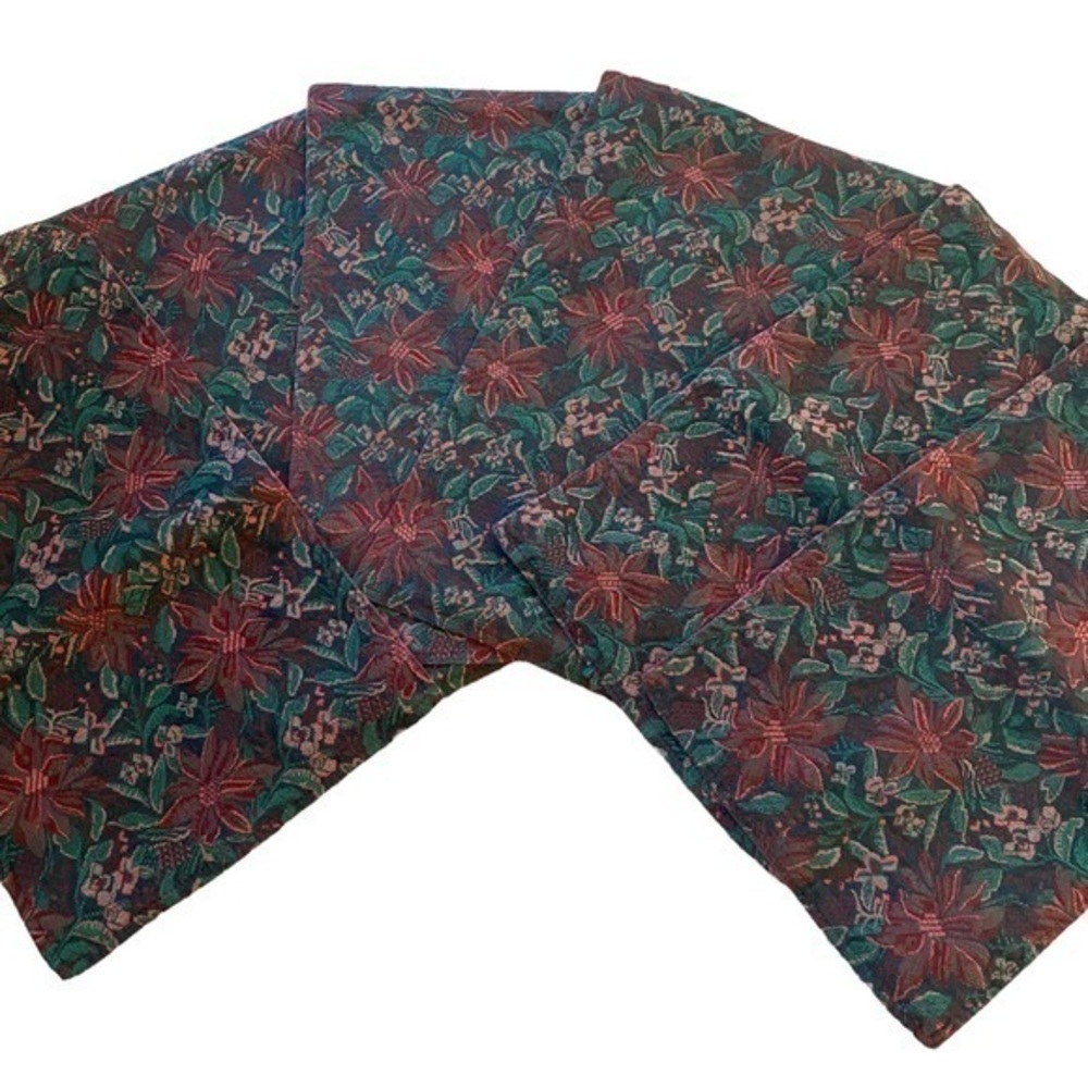 Crate&Barrel red green cotton Christmas Holiday Placemats Set of 6 EUC